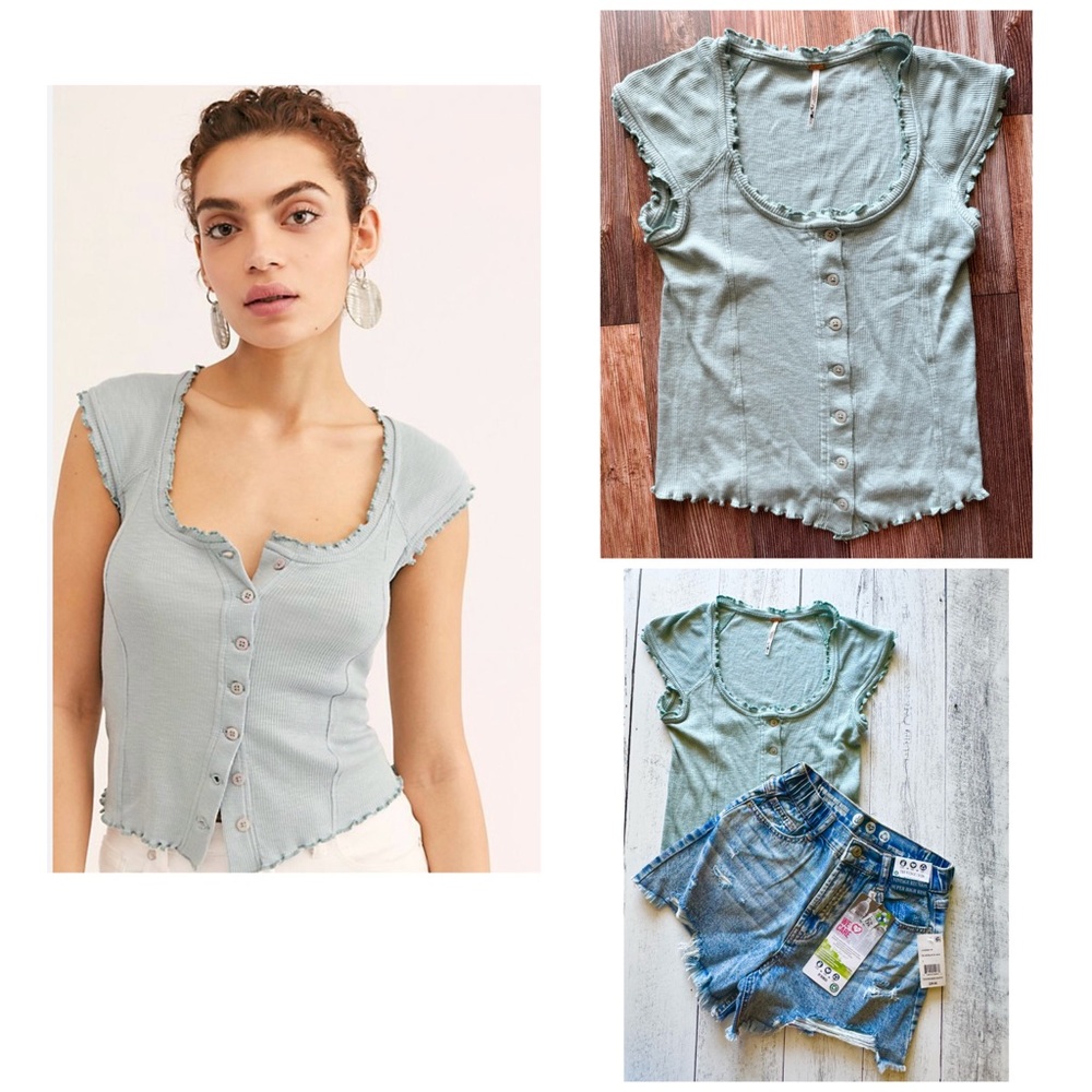 Free People Light Blue Crop Top